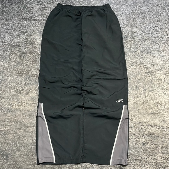 Reebok Other - Vintage Y2K Reebok Nylon Track Pants Mens XL Black Gray Baggy Wide Leg